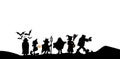 Halloween costumes silhouette on white background Royalty Free Stock Photo