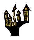 Halloween creepy scary hounted house, vector symbol icon design. Royalty Free Stock Photo