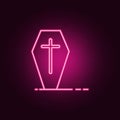 Halloween cross coffin icon. Elements of Halloween in neon style icons. Simple icon for websites, web design, mobile app, info Royalty Free Stock Photo