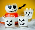 Halloween cup with white dessert or drink