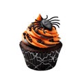 Halloween cupcake with decoration. Isolated on white background Royalty Free Stock Photo