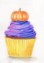 Halloween cupcake with pumpkin