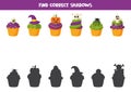 Halloween cupcakes cut and glue game for kids.