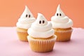 Halloween cupcakes with ghost topping decoration Royalty Free Stock Photo