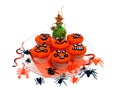 Halloween Cupcakes with Rubber Bugs & Spiders Royalty Free Stock Photo