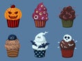 Halloween cupcakes set Royalty Free Stock Photo