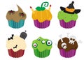 Halloween cupcakes set flat illustration Royalty Free Stock Photo