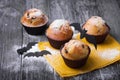 Halloween cupcakes on the table decorated with bats