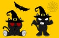 Halloween cute black cat witch cartoon set6 Royalty Free Stock Photo