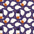 Halloween cute ghosts seamless pattern Royalty Free Stock Photo