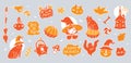 Halloween cute illustrations set. Funny cartoon themed halloween illustration in childish style Royalty Free Stock Photo