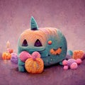 Halloween cute pumpkin greeting card background