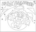 Halloween Cute Vampire Bat Flying In Front of Moon