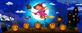Halloween cute witch on a broom Royalty Free Stock Photo