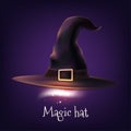 Halloween 3d illustration of a detailed, realistic spooky witch hat with magic light. Ideal for adding a touch of magic to your