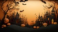 halloween 3d paper cut up graphic on orange background on paper, website, wallpaper, elaborate landscapes