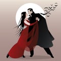 Halloween Dance Party. Romantic vampire couple dancing. Royalty Free Stock Photo