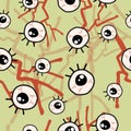 Halloween dark blood eyes scary doodle pattern