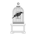 Halloween dark crow bird with cage