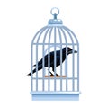 Halloween dark crow bird with cage