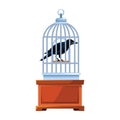 Halloween dark crow bird with cage