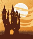 Halloween dark haunted castle scene Royalty Free Stock Photo