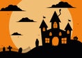 halloween dark scary strange house illustration and vector