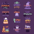Halloween Day celebration invitation logo text badge phrases vector illustration set design Royalty Free Stock Photo
