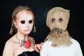 Halloween Dead Doll and Jackstraw. Boy and Girl with Hallo