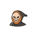 Halloween death face flat character Royalty Free Stock Photo