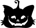 Halloween decor pumpkin lantern, zombie cat, . Door or Window Silhouette. Cut file Royalty Free Stock Photo