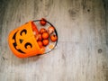 Halloween and decoration concept - Orange pumpkin stuffed