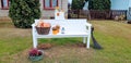 Halloween decoration in front of a house on the street Royalty Free Stock Photo