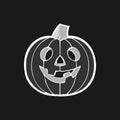 Halloween decoration Jack-o-Lantern silhouette. Pumpkin design with scary face on white. Vector illustration. Flat design. Good