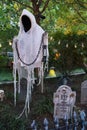 Halloween Decoration Made with Ghost in a Garden during Halloween Celebration at Night in Georgetown. Royalty Free Stock Photo