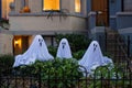 Halloween Decoration Made with Three Ghosts in a Garden for Hall Royalty Free Stock Photo