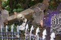 Halloween Decoration Made with Tombstones in a Garden during Hal Royalty Free Stock Photo