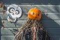 Halloween decoration pumkin on a scarecrow