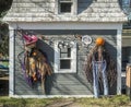 Halloween decoration scarecrow and witch