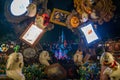 Halloween decorations at Disney with ghost figures and castle in background Royalty Free Stock Photo