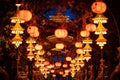 Halloween decorations at night in Tivoli gardens, Denmark