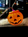 Halloween decorations. Orange pumking. Royalty Free Stock Photo