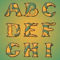 Halloween decorative alphabet - Tree & roots letters, font.