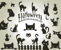 Halloween decorative silhouettes of black cats