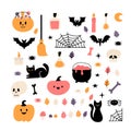 Halloween design elements. Hand drawn magic witchy set. Happy Halloween