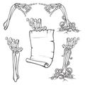 Halloween design elements. Set of skeleton hands pointing Royalty Free Stock Photo