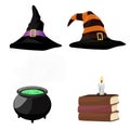 Halloween. Design elements. Set of the witch. Vector illustration