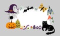 Halloween design for greeting card, banner, poster, invitation. Vector isolated elements. Flat cartoon design. Royalty Free Stock Photo