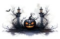 Halloween design with ominously grinning Jack-o-lantern