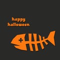 Halloween design with spooky fish skeleton. Royalty Free Stock Photo
